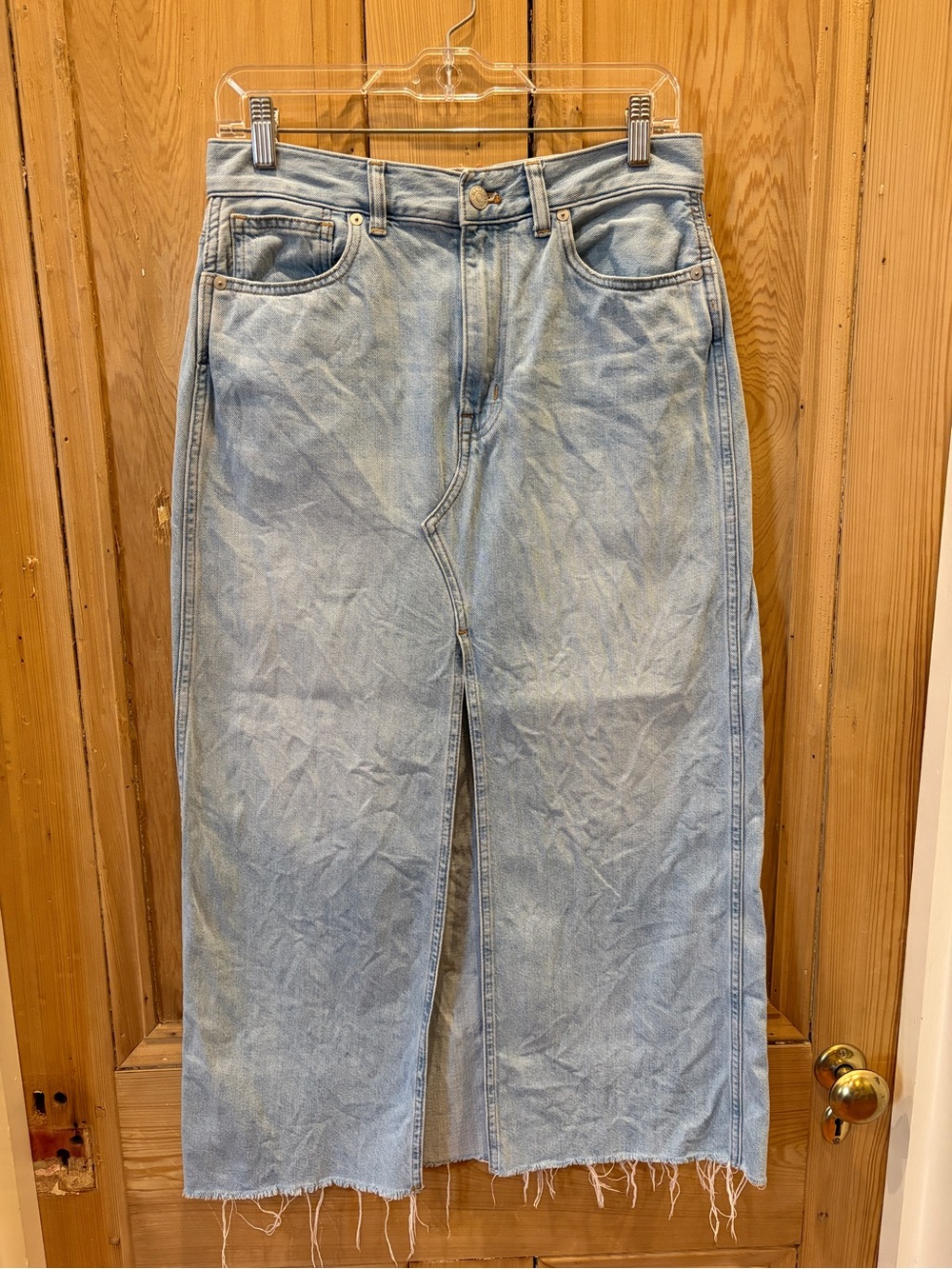 Madewell Light Blue Denim Maxi Skirt with Front Slit